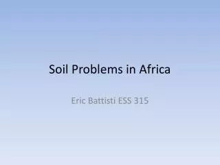 Soil Problems in Africa