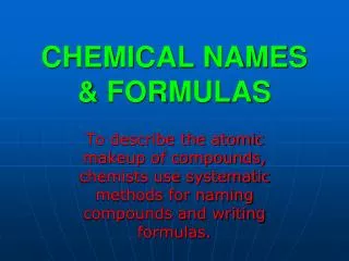 chemical names formulas