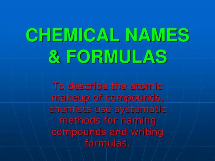 chemical names formulas