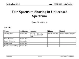 Fair Spectrum Sharing in Unlicensed Spectrum