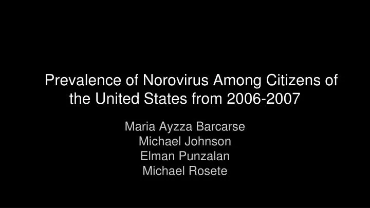 prevalence of norovirus among citizens of the united states from 2006 2007