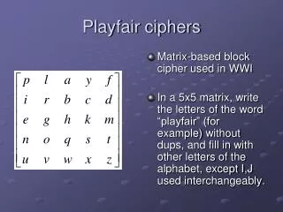 Playfair ciphers