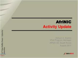 AfriNIC Activity Update
