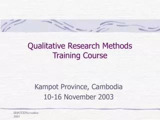 Qualitative Research Methods Training Course