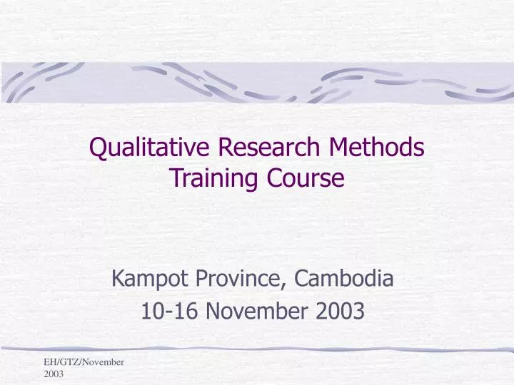 qualitative research methods training course