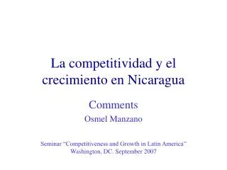 La competitividad y el crecimiento en Nicaragua