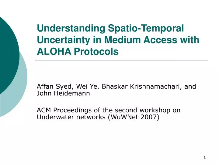 understanding spatio temporal uncertainty in medium access with aloha protocols