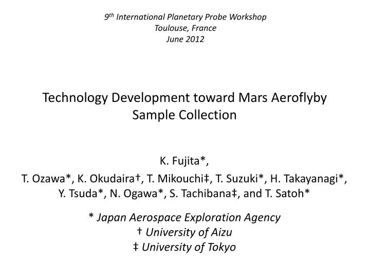 technology development toward mars aeroflyby sample collection