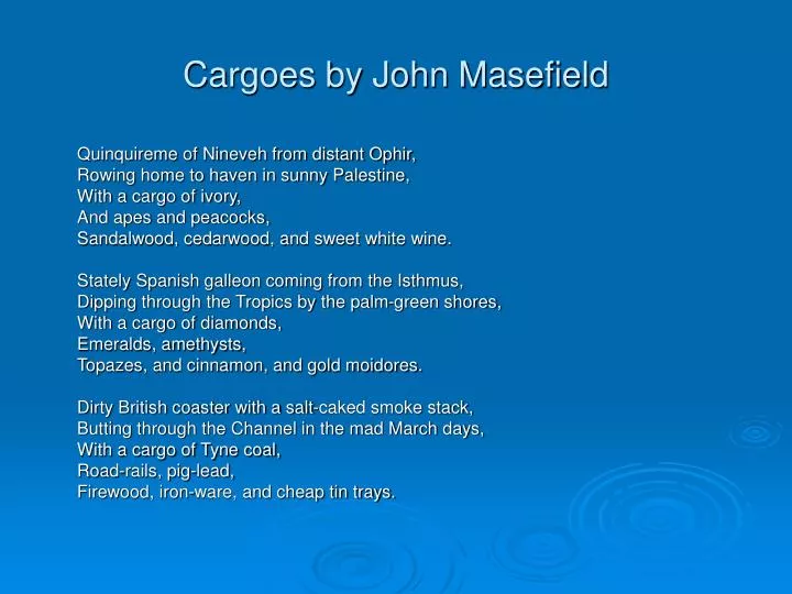cargoes by john masefield