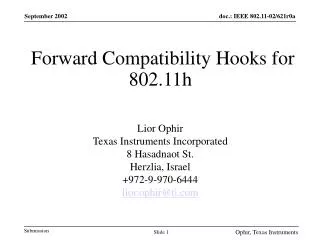Forward Compatibility Hooks for 802.11h