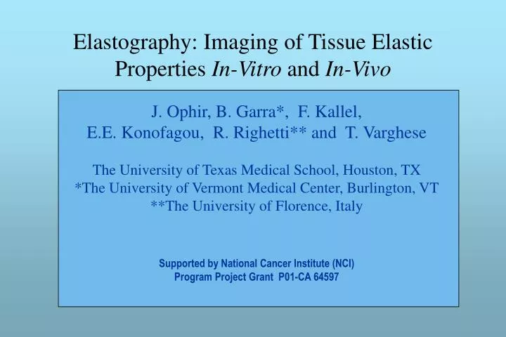 elastography imaging of tissue elastic properties in vitro and in vivo