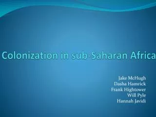 Colonization in sub-Saharan Africa