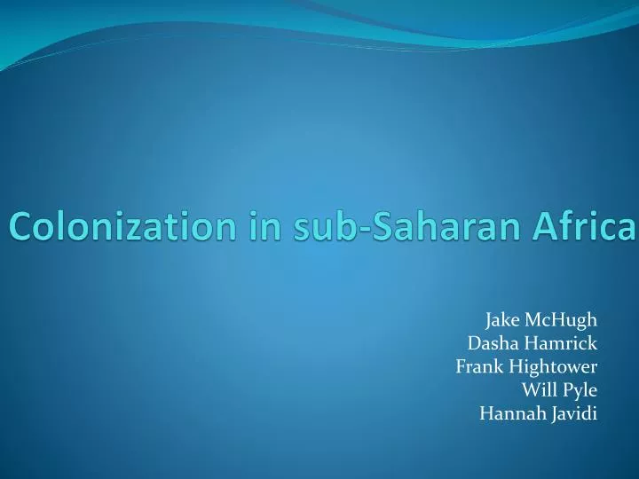 colonization in sub saharan africa