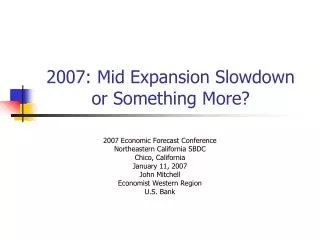 2007: Mid Expansion Slowdown or Something More?