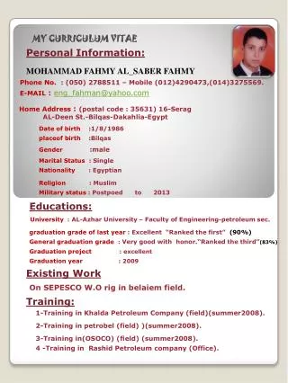 MY CURRICULUM VITAE