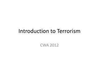 Introduction to Terrorism