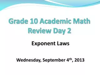 Grade 10 Academic Math Review Day 2