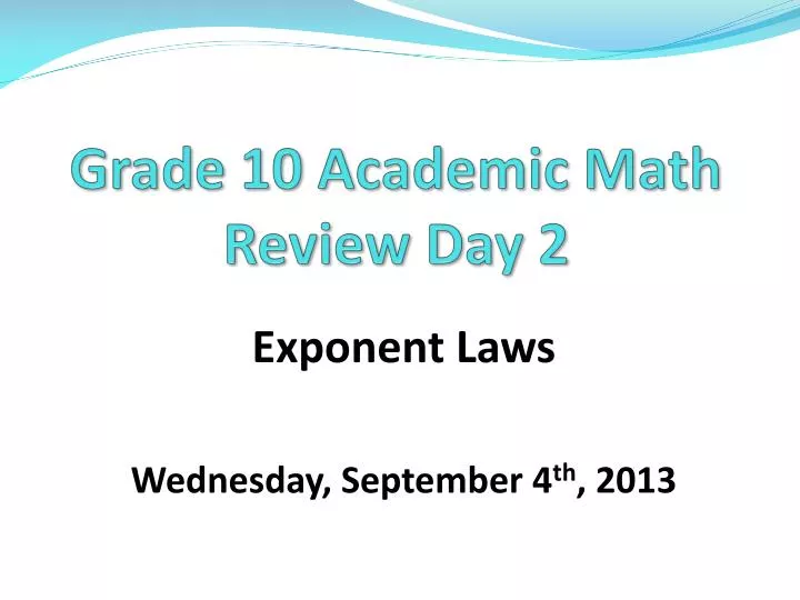 grade 10 academic math review day 2