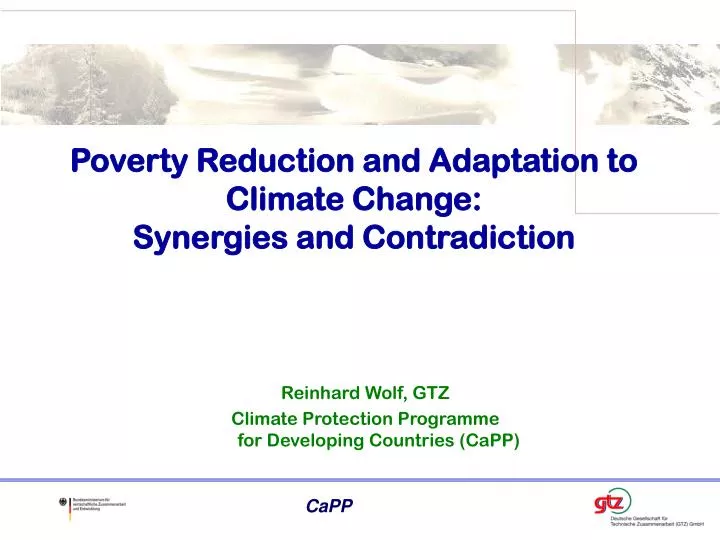 poverty reduction and adaptation to climate change synergies and contradiction