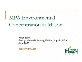 MPA Environmental Concentration at Mason