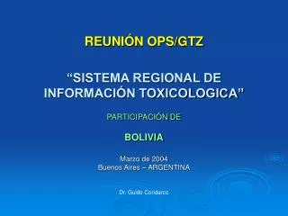 reuni n ops gtz sistema regional de informaci n toxicologica