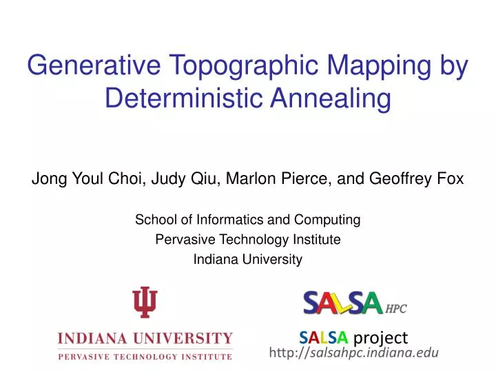 generative topographic mapping by deterministic annealing