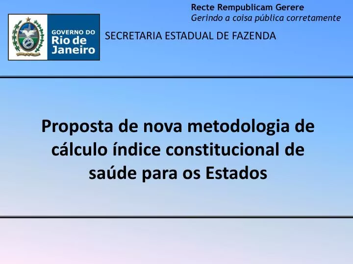 proposta de nova metodologia de c lculo ndice constitucional de sa de para os estados