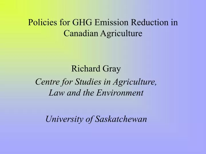 policies for ghg emission reduction in canadian agriculture