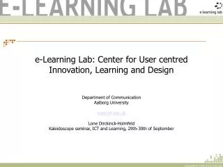 e learning lab center for user centred innovation learning and design
