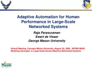 Adaptive Automation for Human Performance in Large-Scale Networked Systems