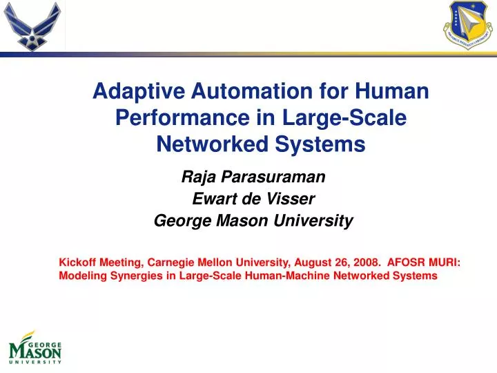 adaptive automation for human performance in large scale networked systems