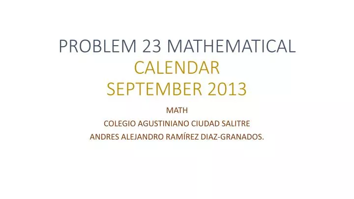 problem 23 mathematical calendar september 2013