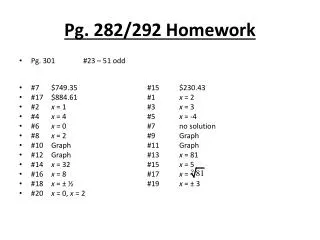 Pg. 282/292 Homework