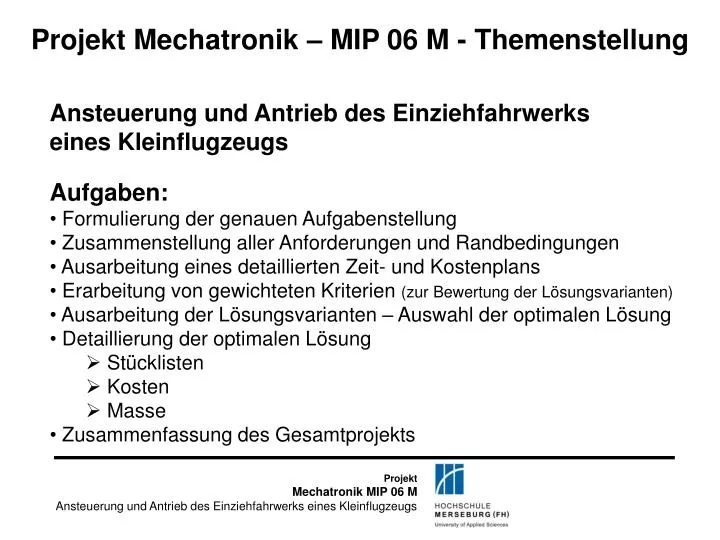 projekt mechatronik mip 06 m themenstellung