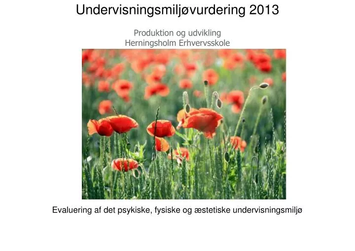 undervisningsmilj vurdering 2013 produktion og udvikling herningsholm erhvervsskole