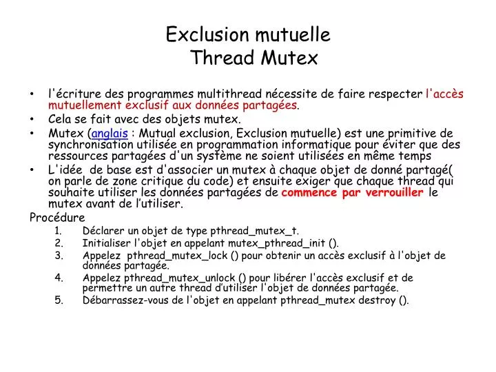exclusion mutuelle thread mutex