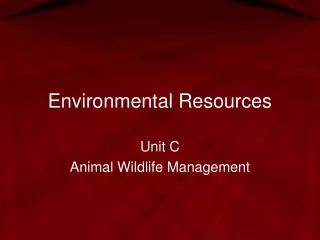 Environmental Resources