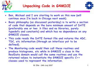 Unpacking Code in G4MICE
