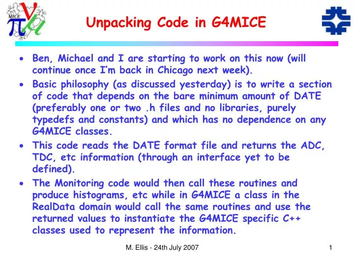 unpacking code in g4mice