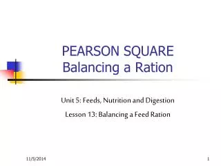 PEARSON SQUARE Balancing a Ration