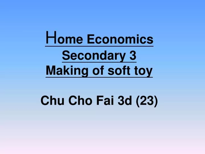 h ome economics secondary 3 making of soft toy chu cho fai 3d 23