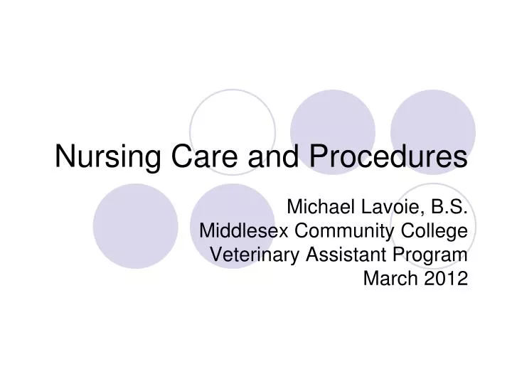 nursing care and procedures
