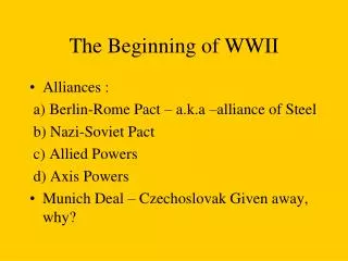 The Beginning of WWII