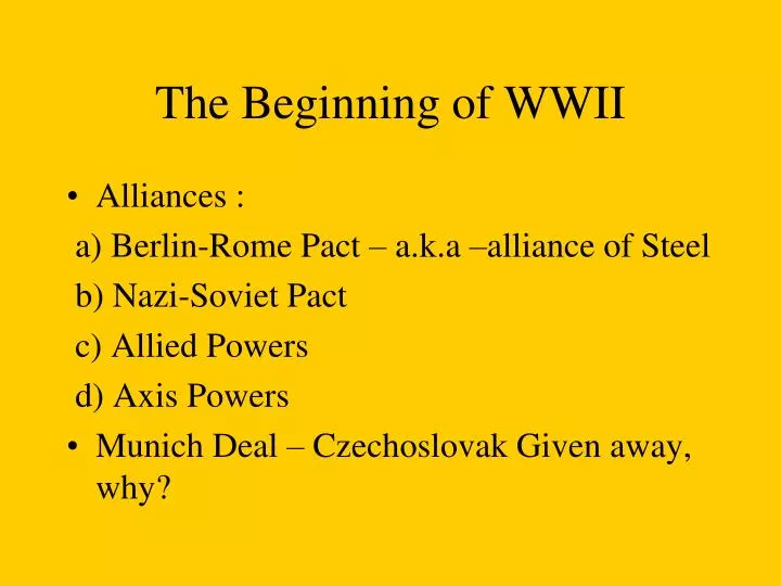 the beginning of wwii