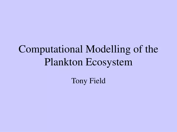 computational modelling of the plankton ecosystem