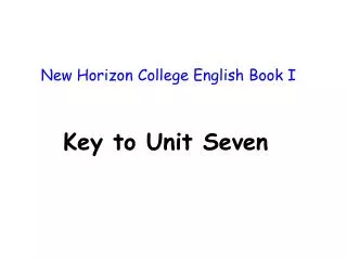 New Horizon College English Book I