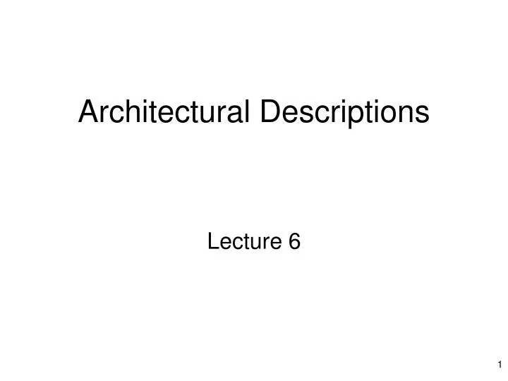 architectural descriptions