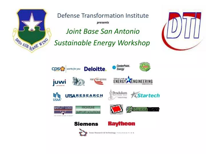 defense transformation institute presents joint base san antonio sustainable energy workshop