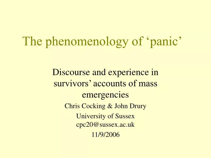 the phenomenology of panic