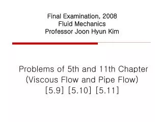 final examination 2008 fluid mechanics professor joon hyun kim